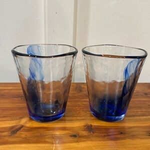 Bormioli Rocco Murano Blue Cobalt Swirl Flat Tumblers Set of 2